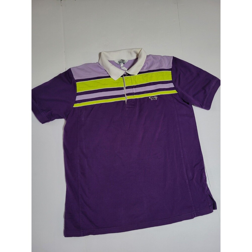 (#AA) Retro Fox Casual Polo Shirt Men's XXL  Purple SHORT SLEEVE